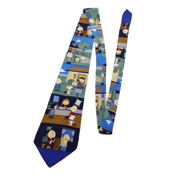 Peanuts "MORTGAGE SWEET MORTGAGE" Realtors Home Sales 100% Silk Mens Necktie Tie - Picture 1 of 7